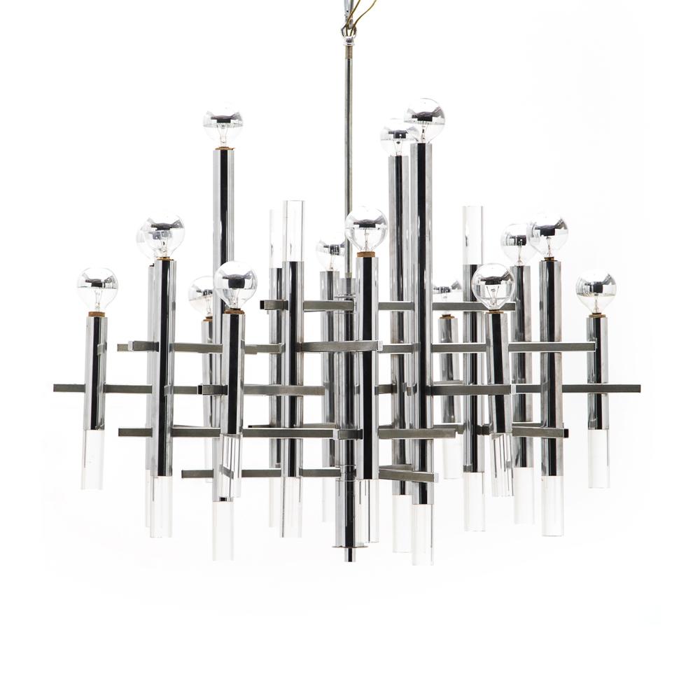 Chrome Grid Chandelier