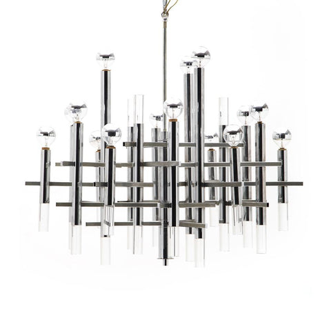 Chrome Grid Chandelier