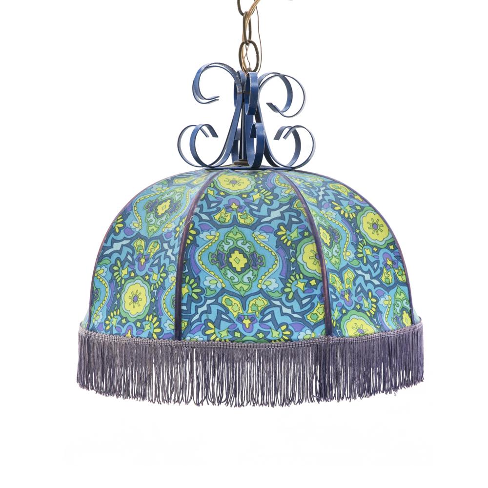 Blue & Green Bohemian Fabric Dome Hanging Pendant Lamp