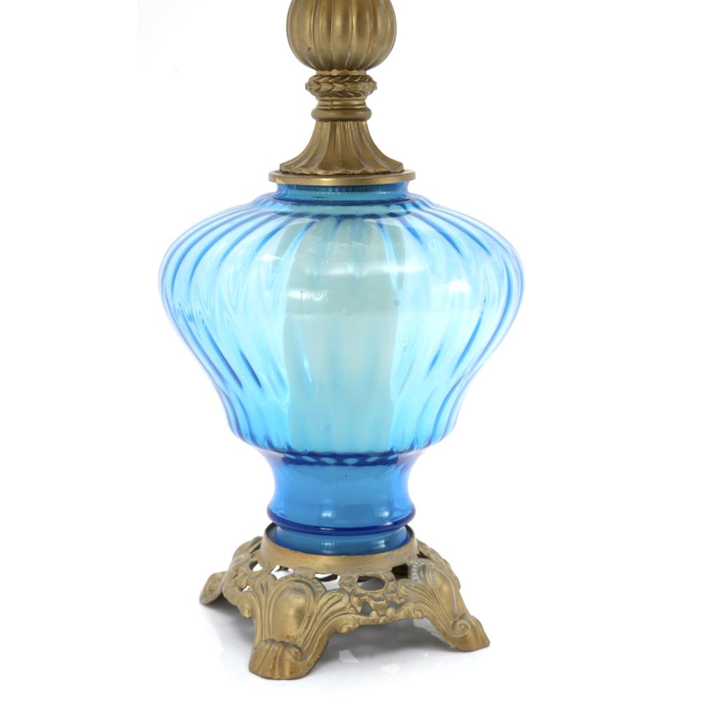 Blue Glass Base Vintage Table Lamp