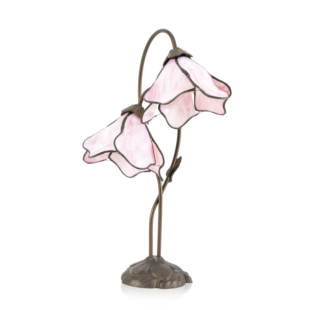 Pink & Bronze Art Nouveau Flower Lamp