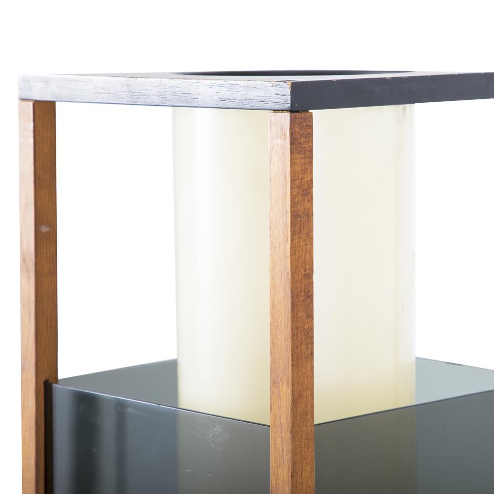 Rectangle Smoke Plexi Floor Lamp With Wood Base