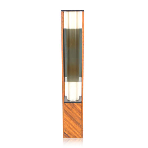 Rectangle Smoke Plexi Floor Lamp With Wood Base