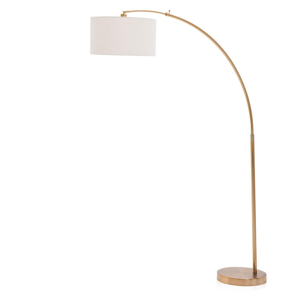 Gold Dexter Arc Lamp with White Shade