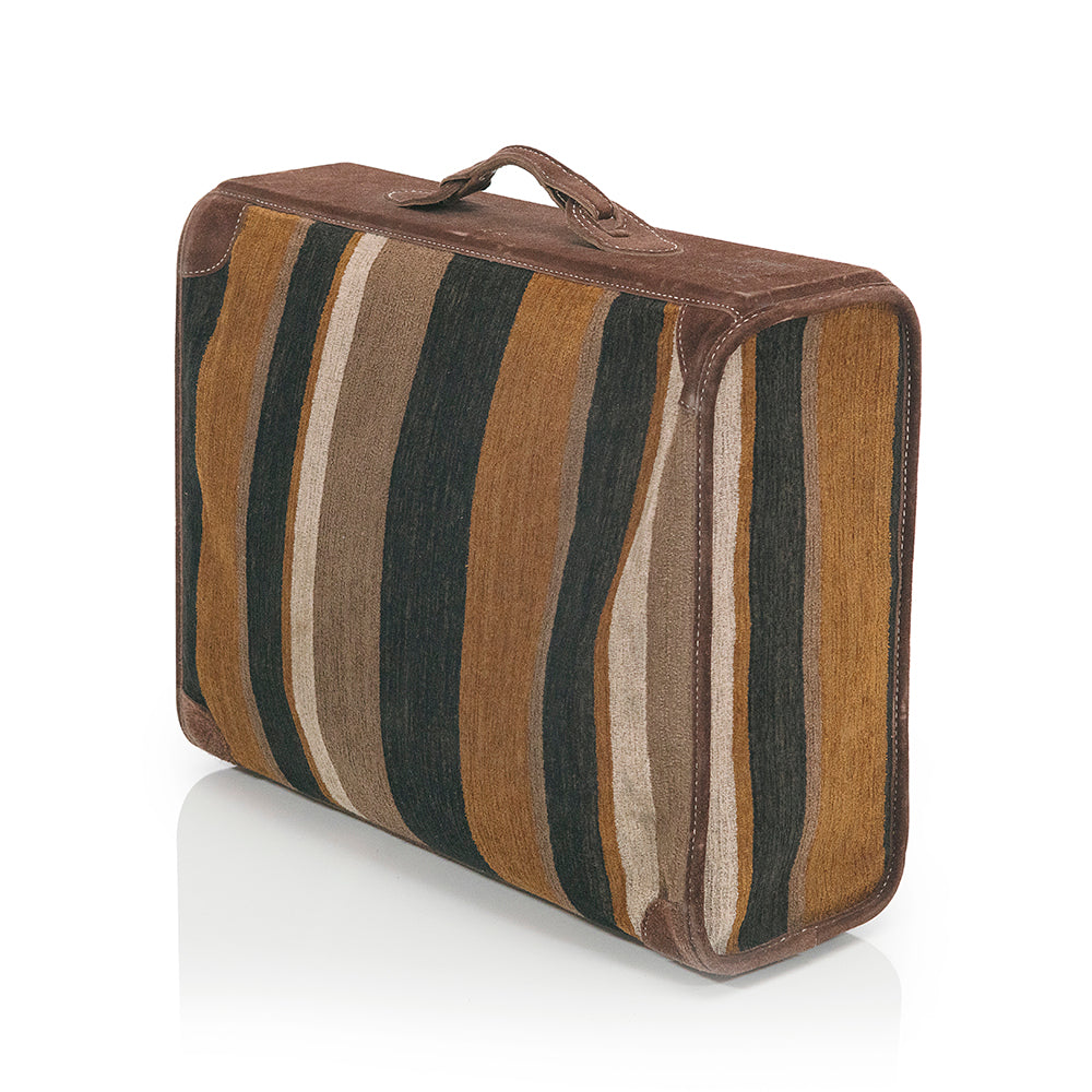 Leather Suede Striped Luggage Set