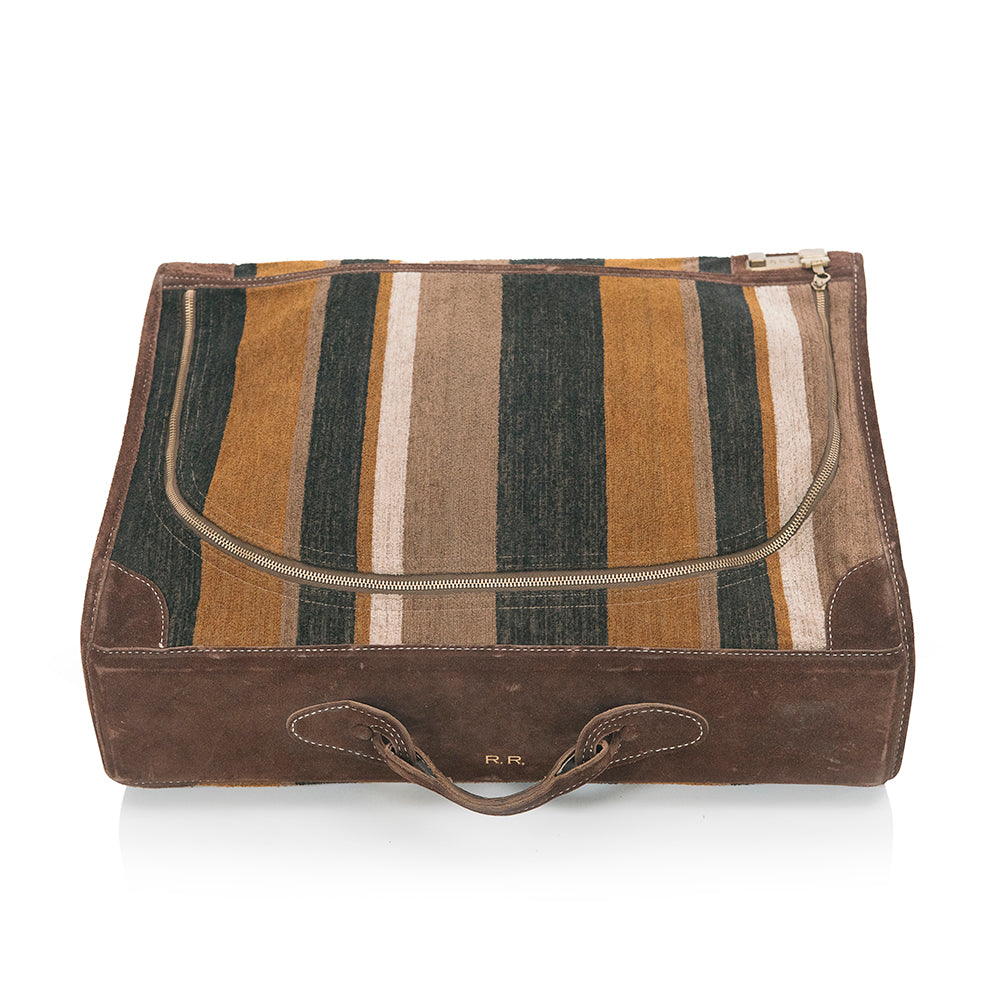 Leather Suede Striped Luggage Set