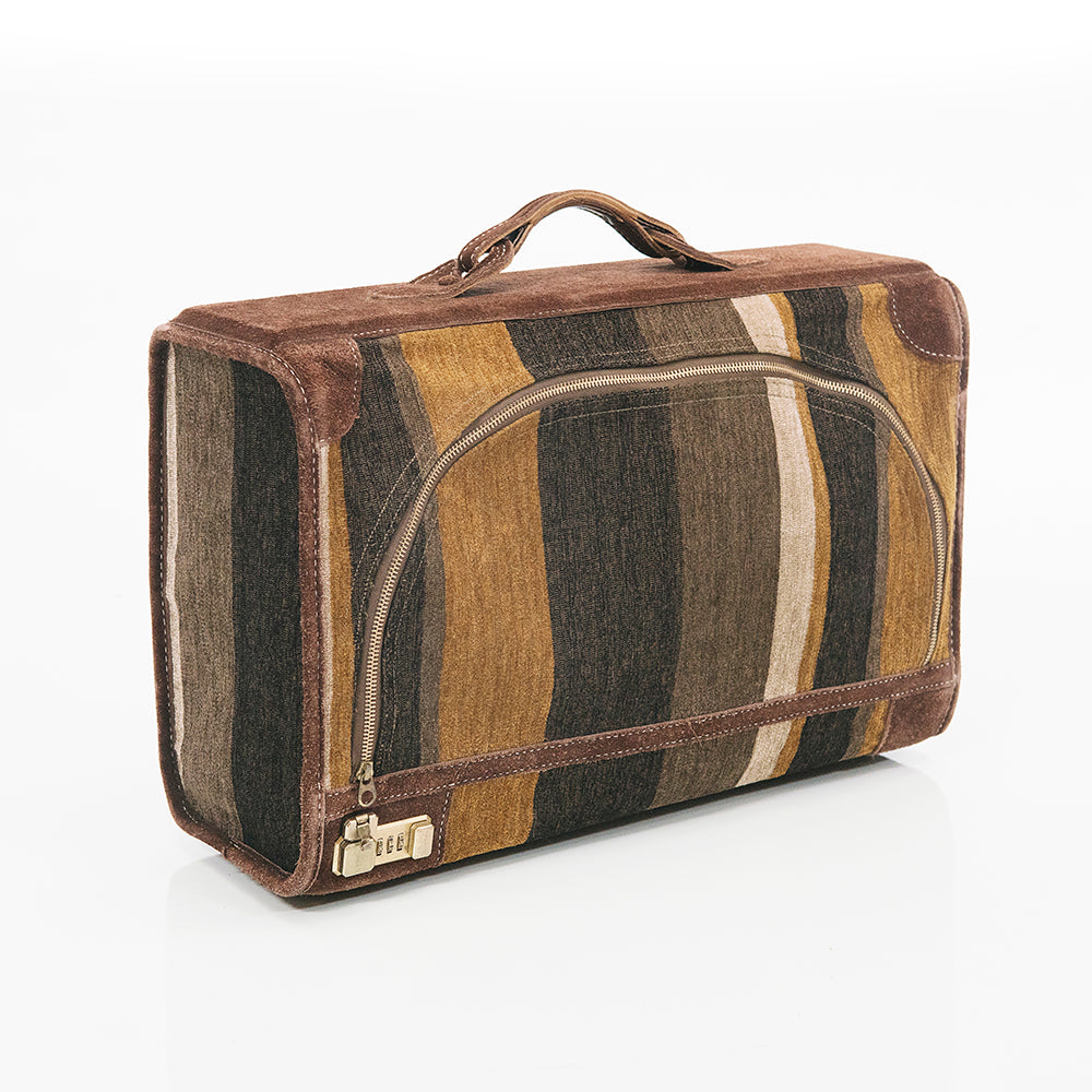 Leather Suede Striped Luggage Set