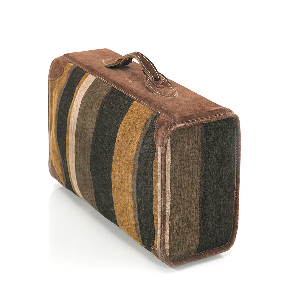 Leather Suede Striped Luggage Set