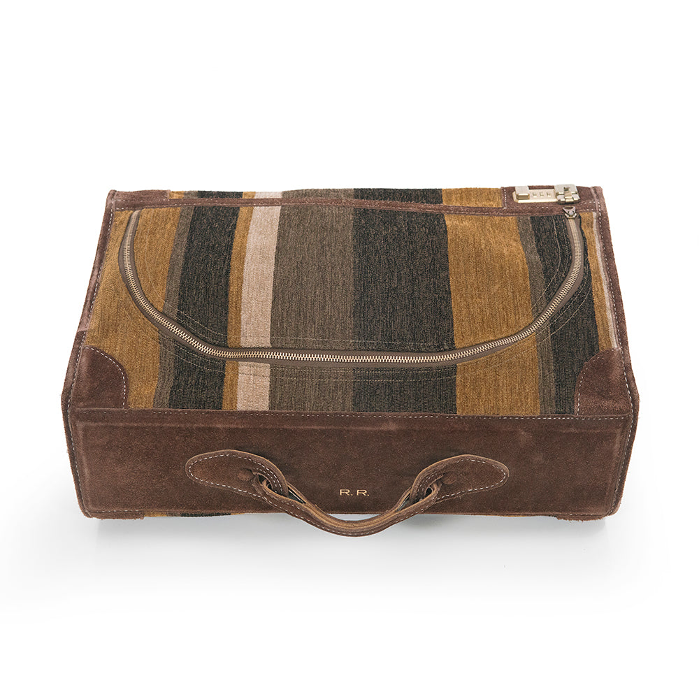 Leather Suede Striped Luggage Set