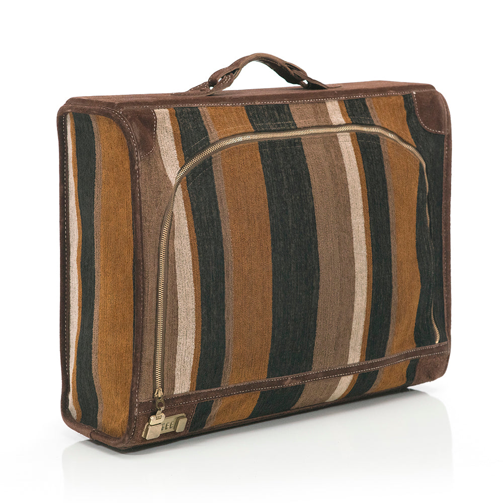 Leather Suede Striped Luggage Set