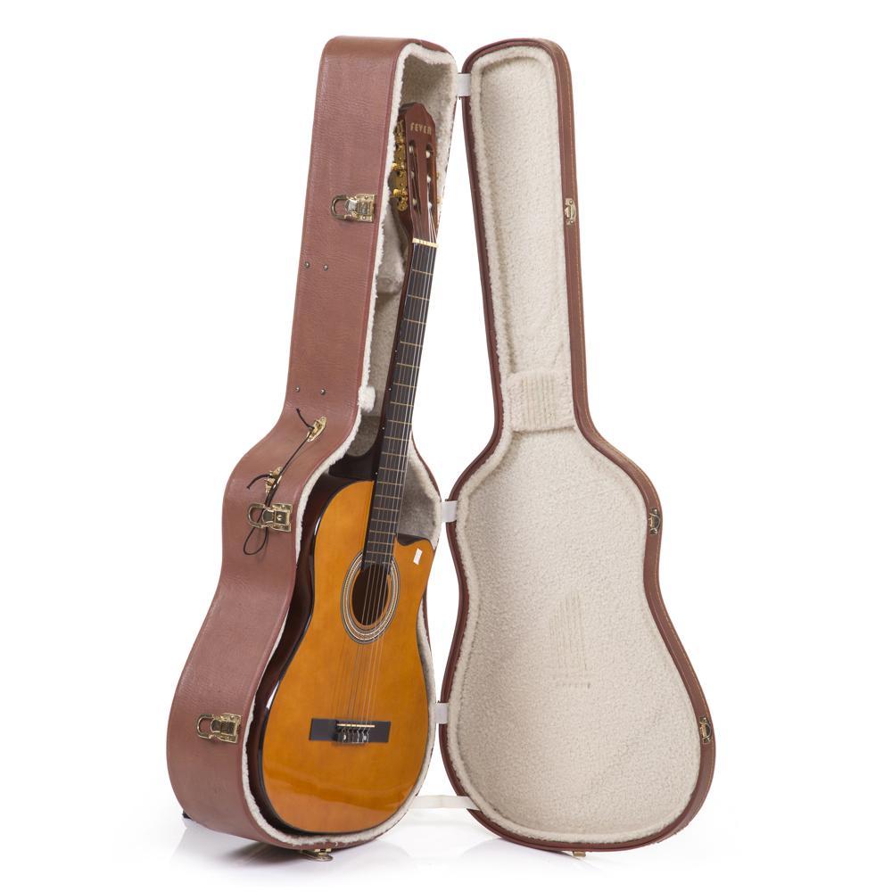 Brown Hard Case Acoustic Guitar