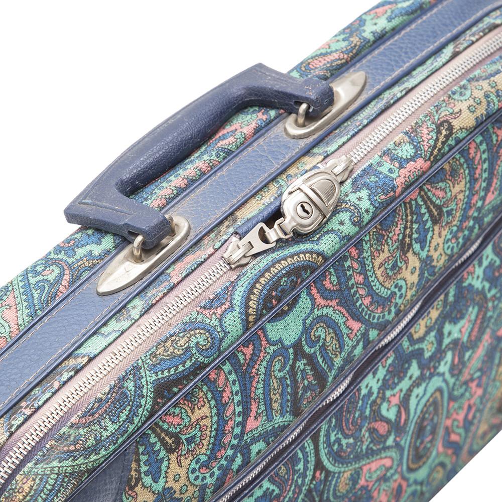 Blue Multicolored Paisley Leather Luggage