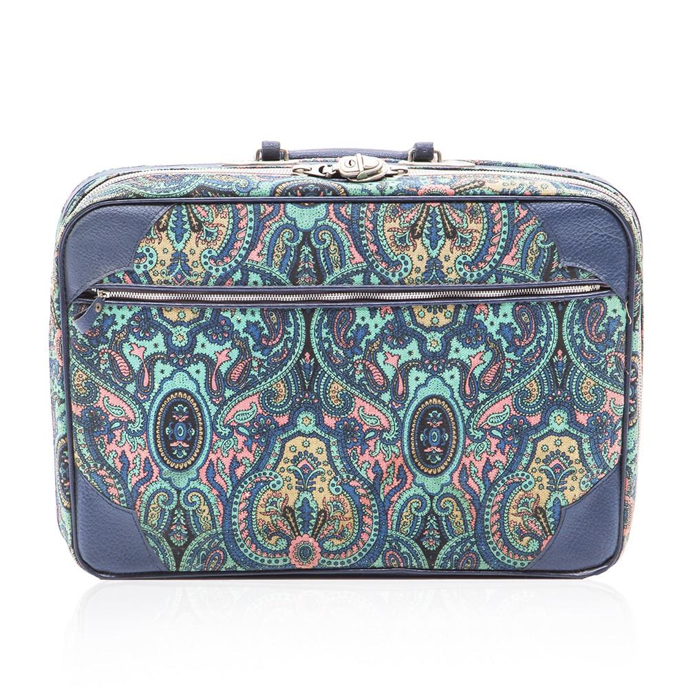 Blue Multicolored Paisley Leather Luggage