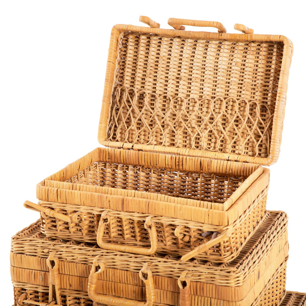 Tan 4 Piece Wicker Luggage Set