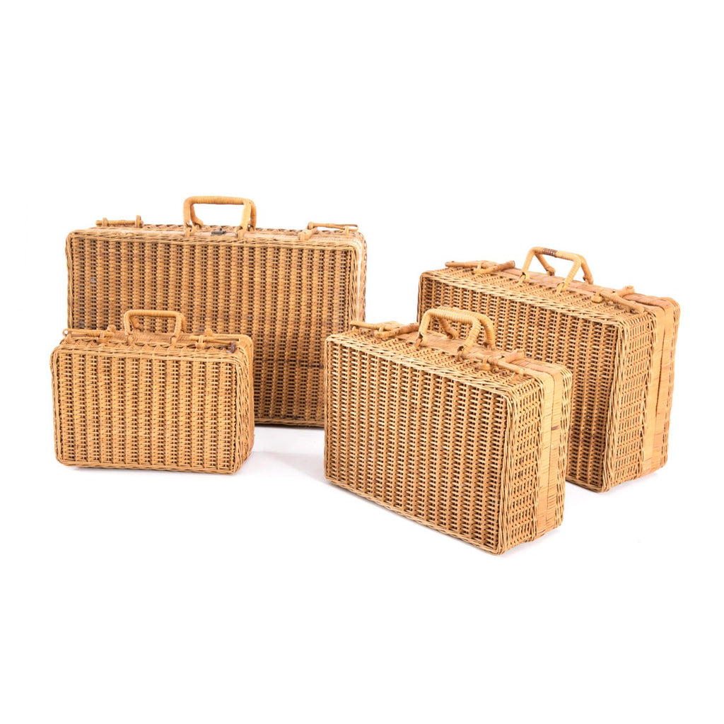 Tan 4 Piece Wicker Luggage Set