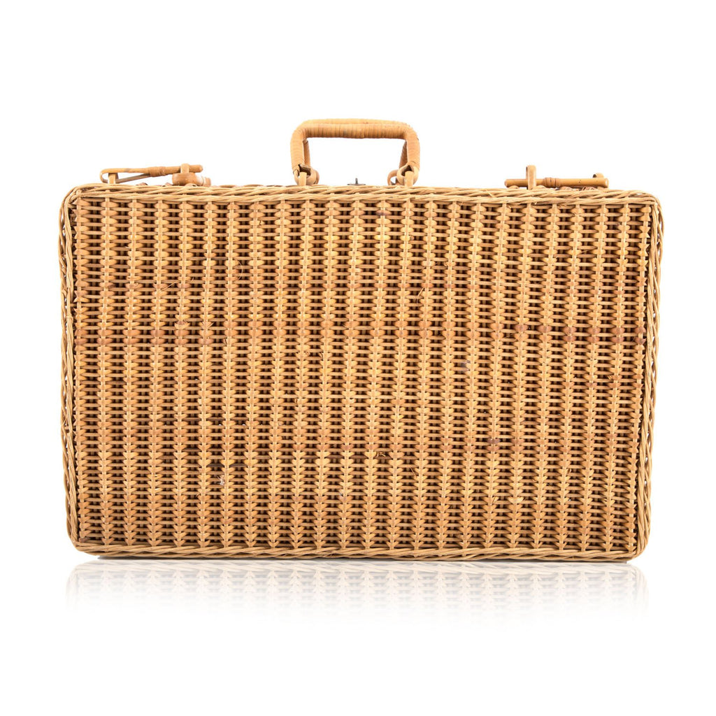 Tan 4 Piece Wicker Luggage Set