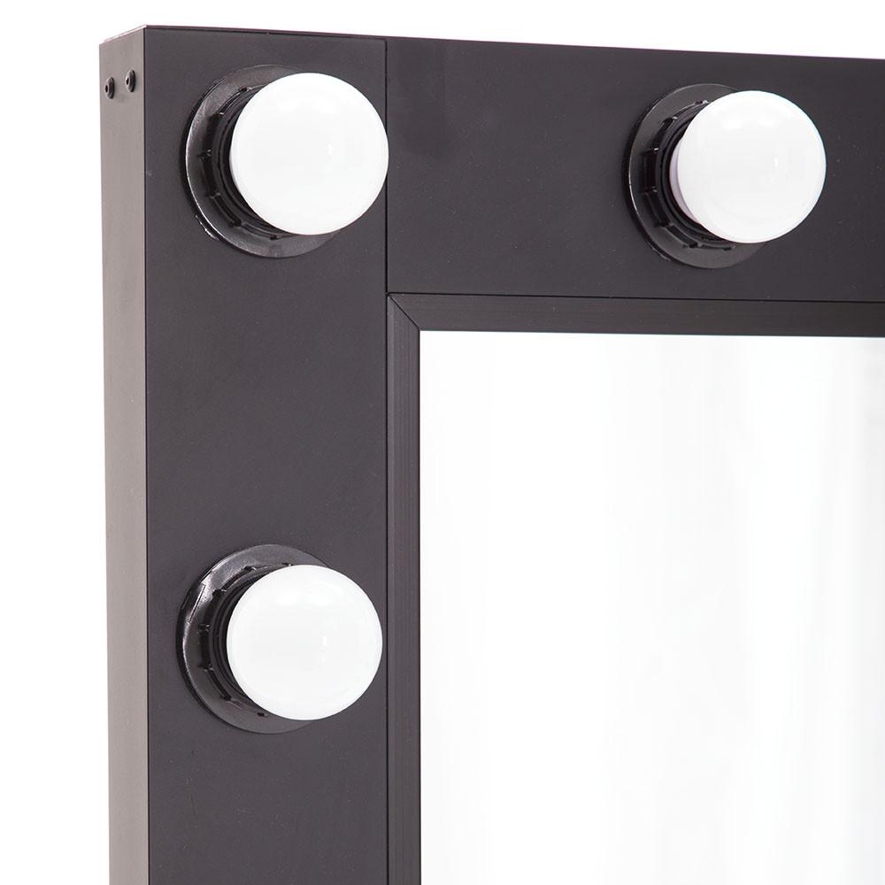 Black Vanity Mirror w Small White Bulbs