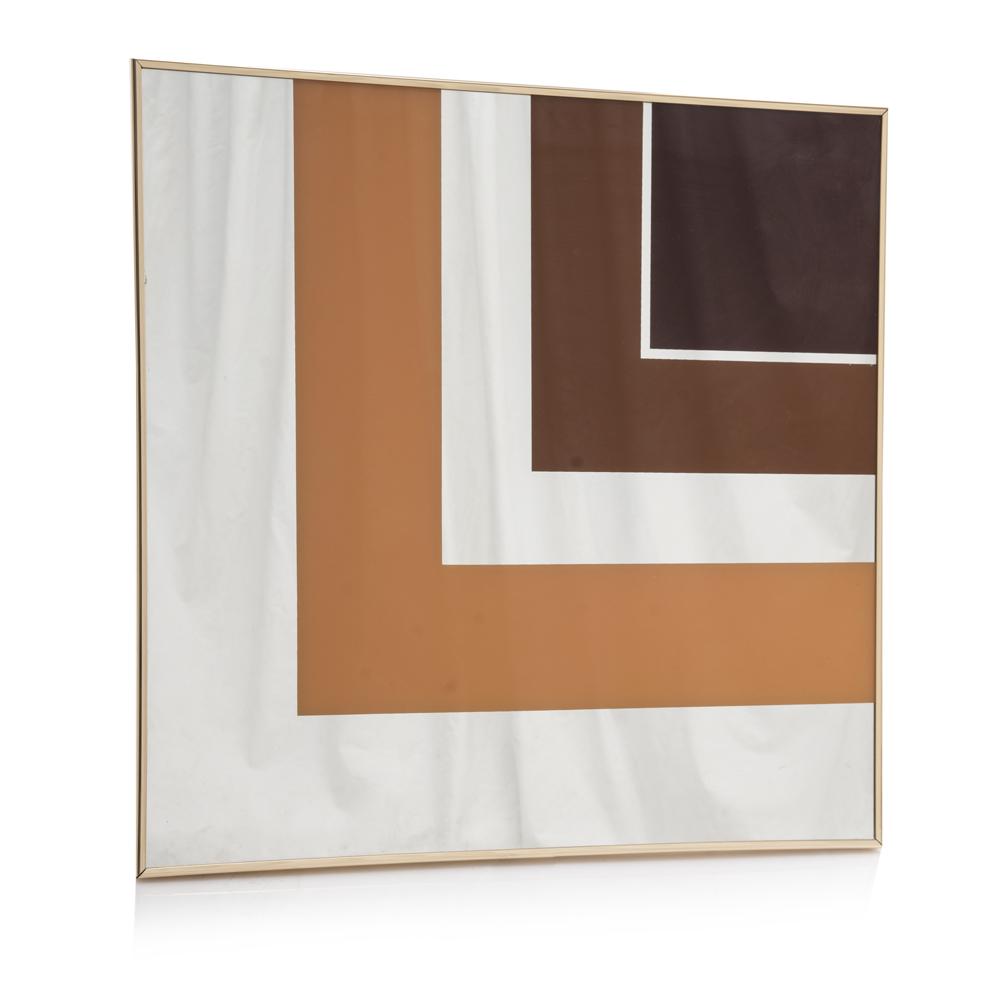 Brown & Tan Abstract Square Mirror