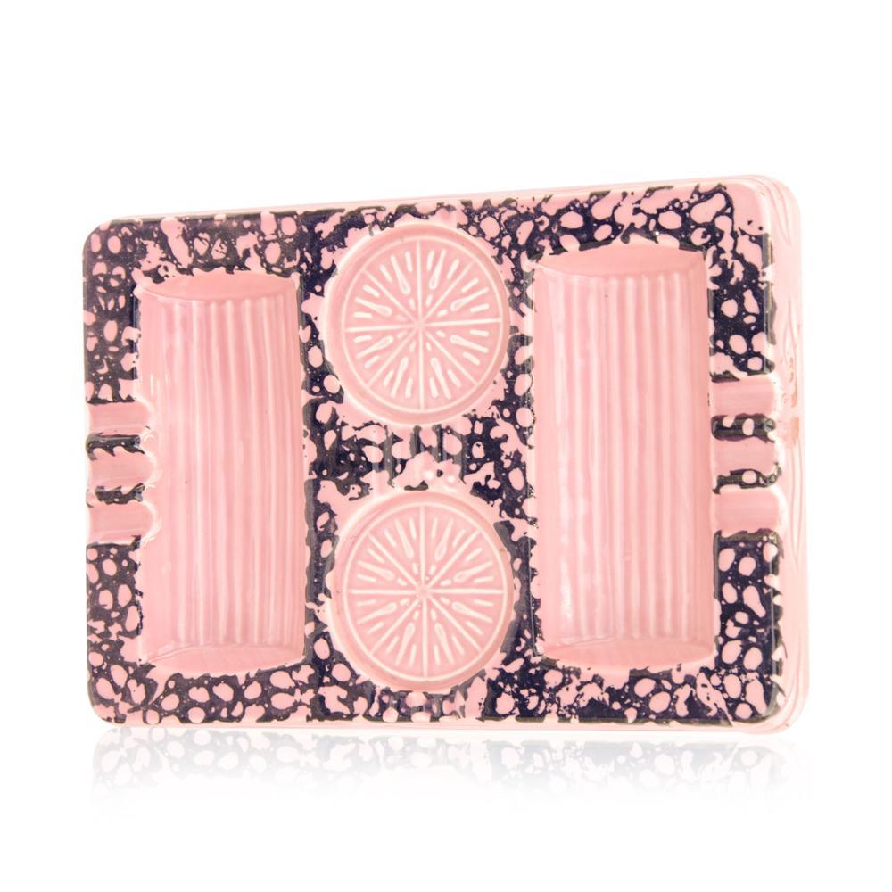 Large Pink Ceramic Double Ashtray