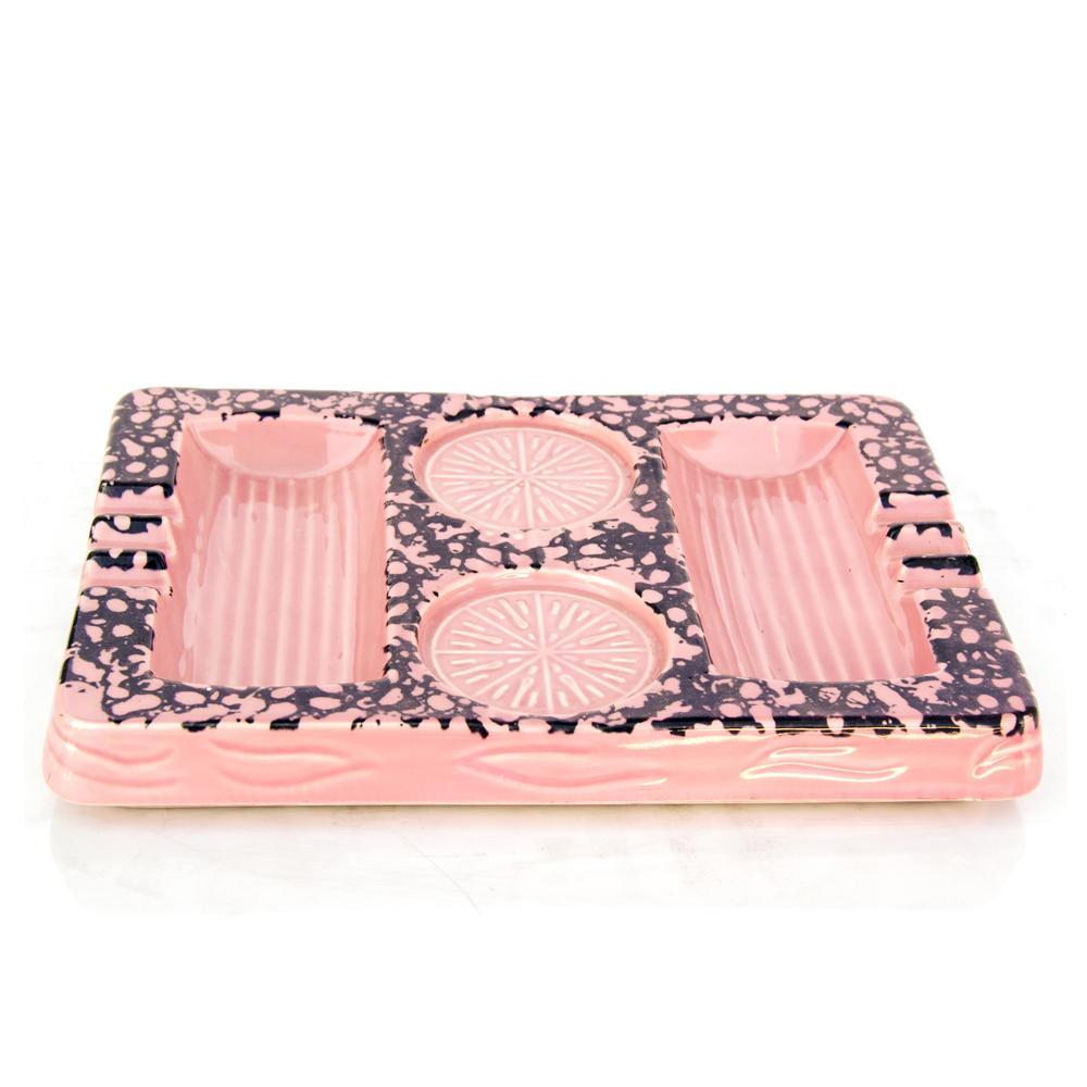 Large Pink Ceramic Double Ashtray