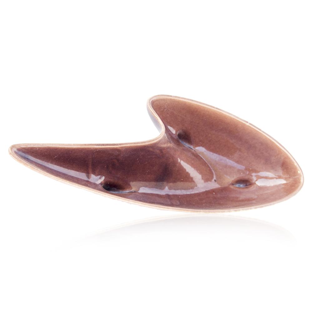 Brown Ceramic Kidney Shaped Ashtray