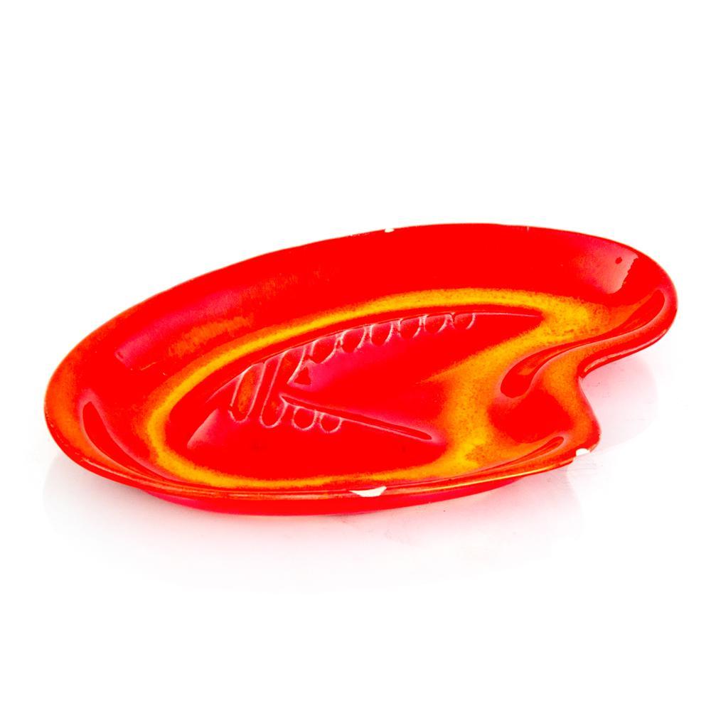 Red and Yellow Kidney Shaped Ashtray