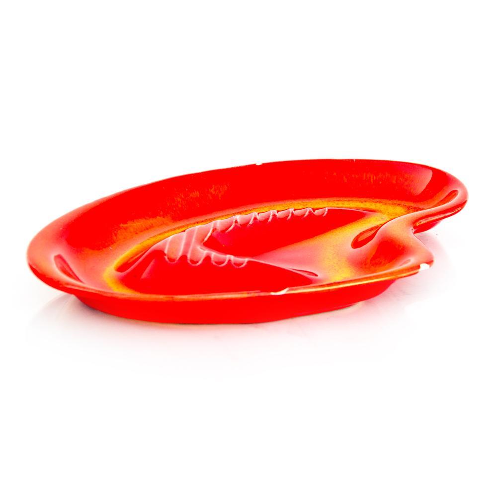 Red and Yellow Kidney Shaped Ashtray
