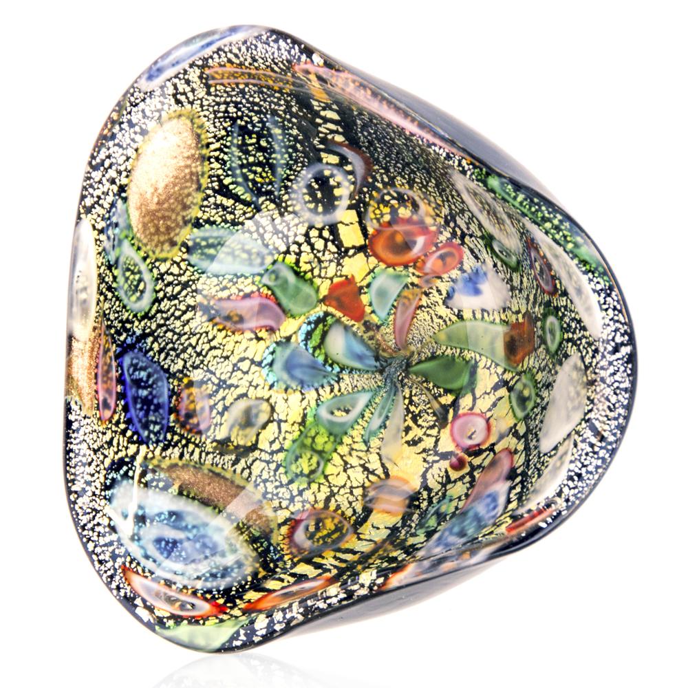 Multicolored Glass Triangular Ashtray
