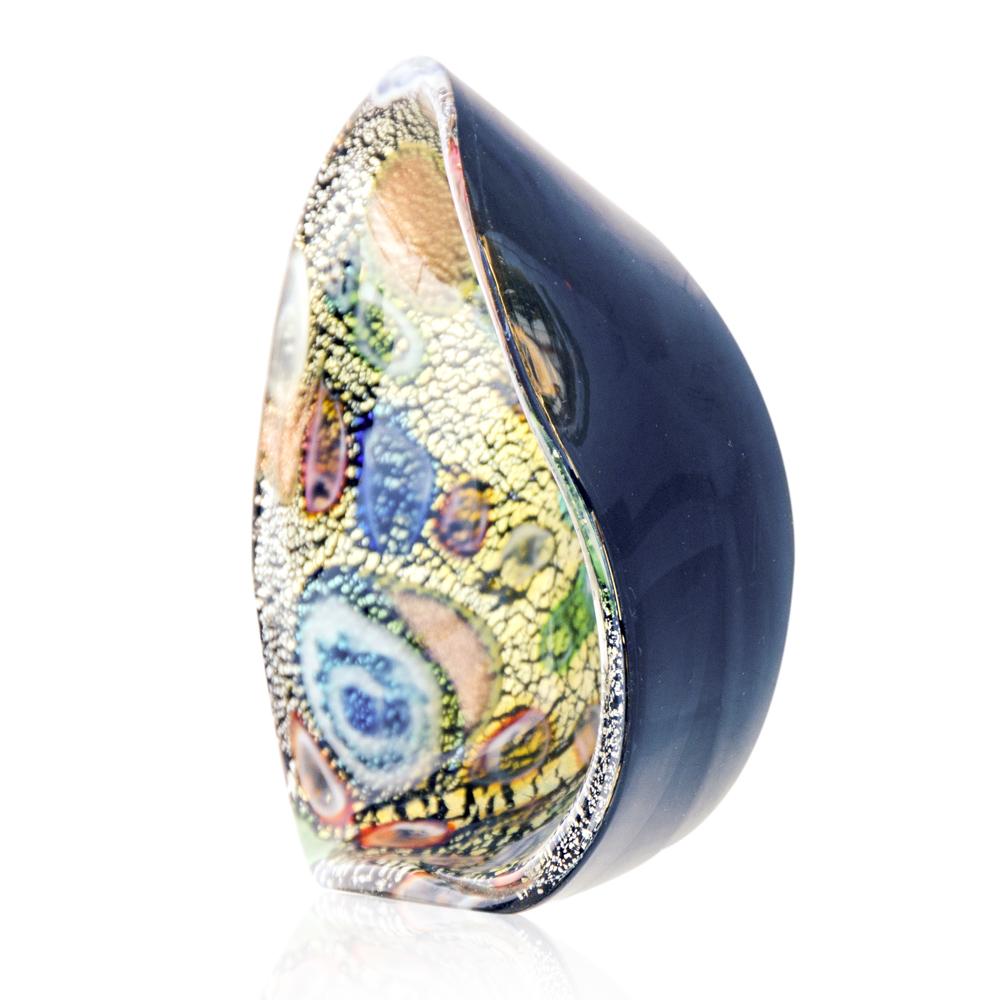 Multicolored Glass Triangular Ashtray