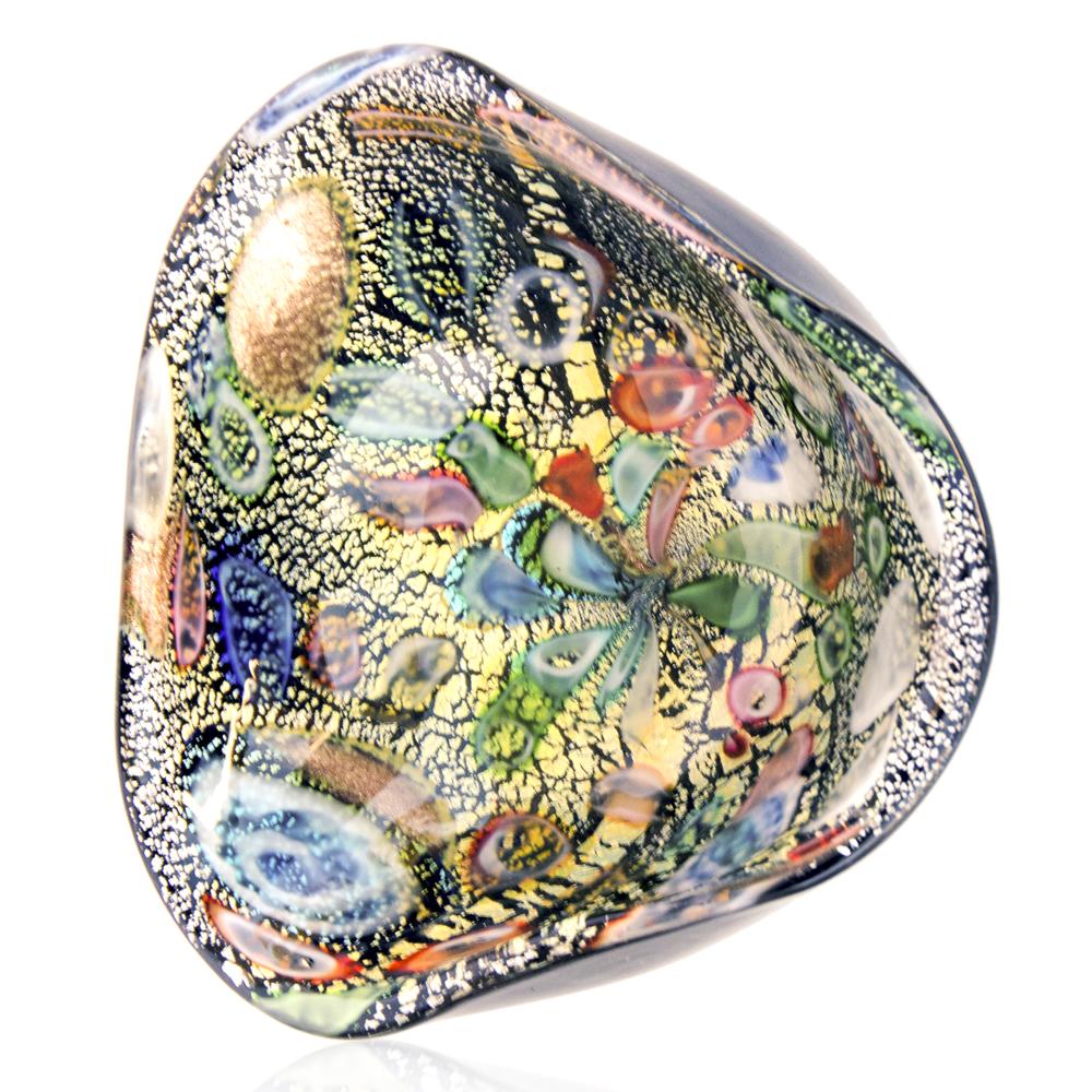Multicolored Glass Triangular Ashtray