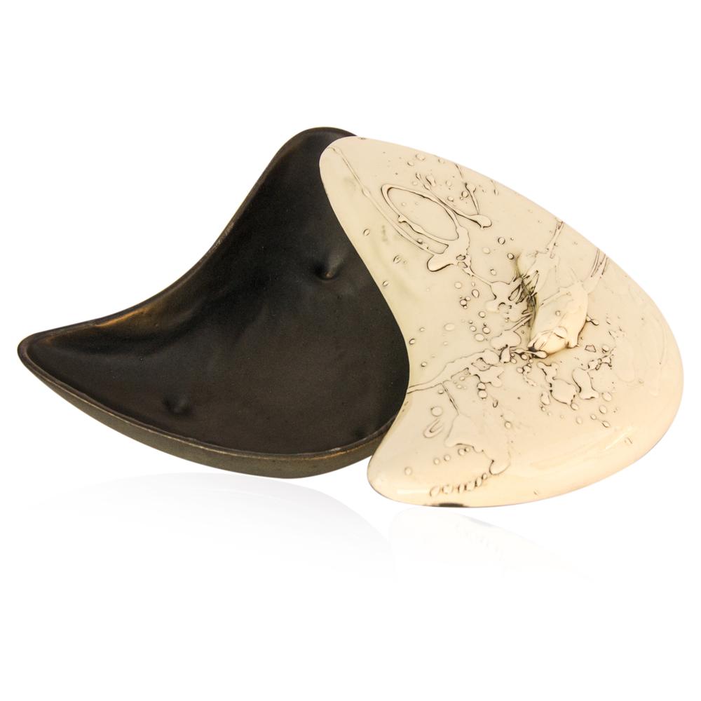 Black & Tan Abstract Lidded Dish
