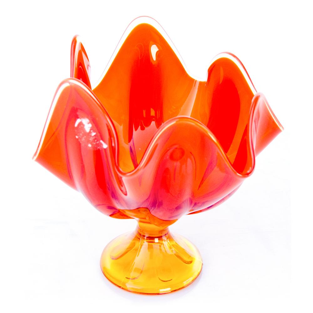 Floral Shaped Red Glass Vase