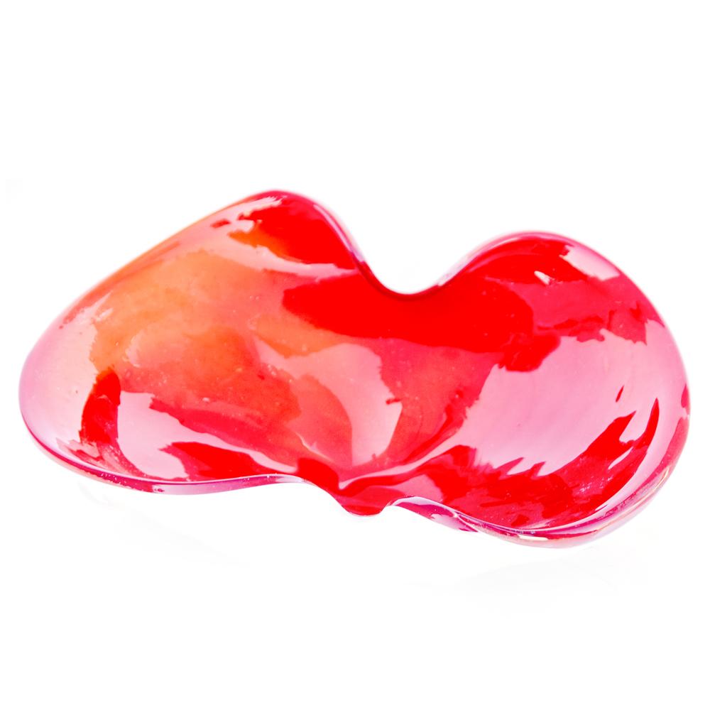 Winged Red Glass Ashtray