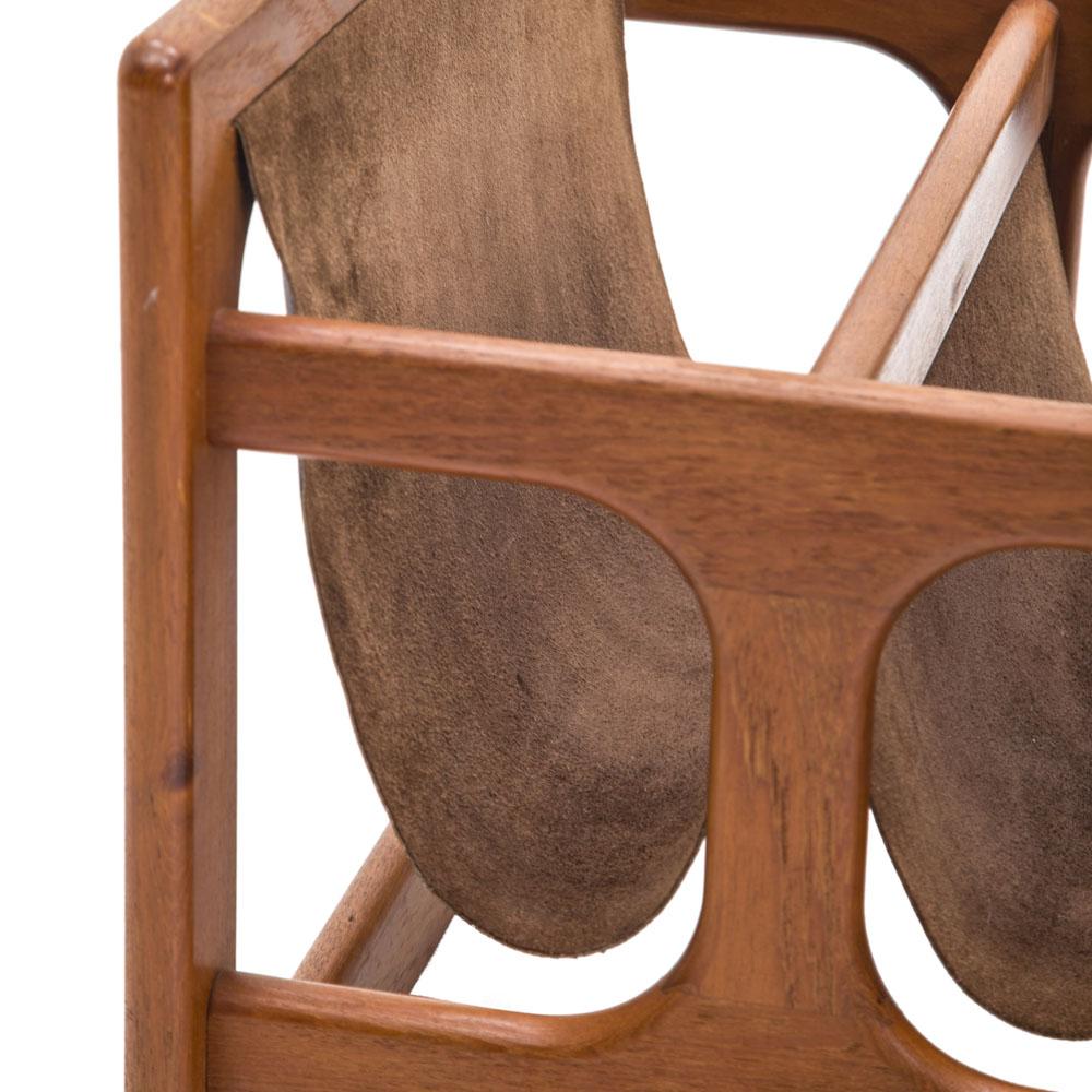 Wood & Leather Double Sling Magazine Rack