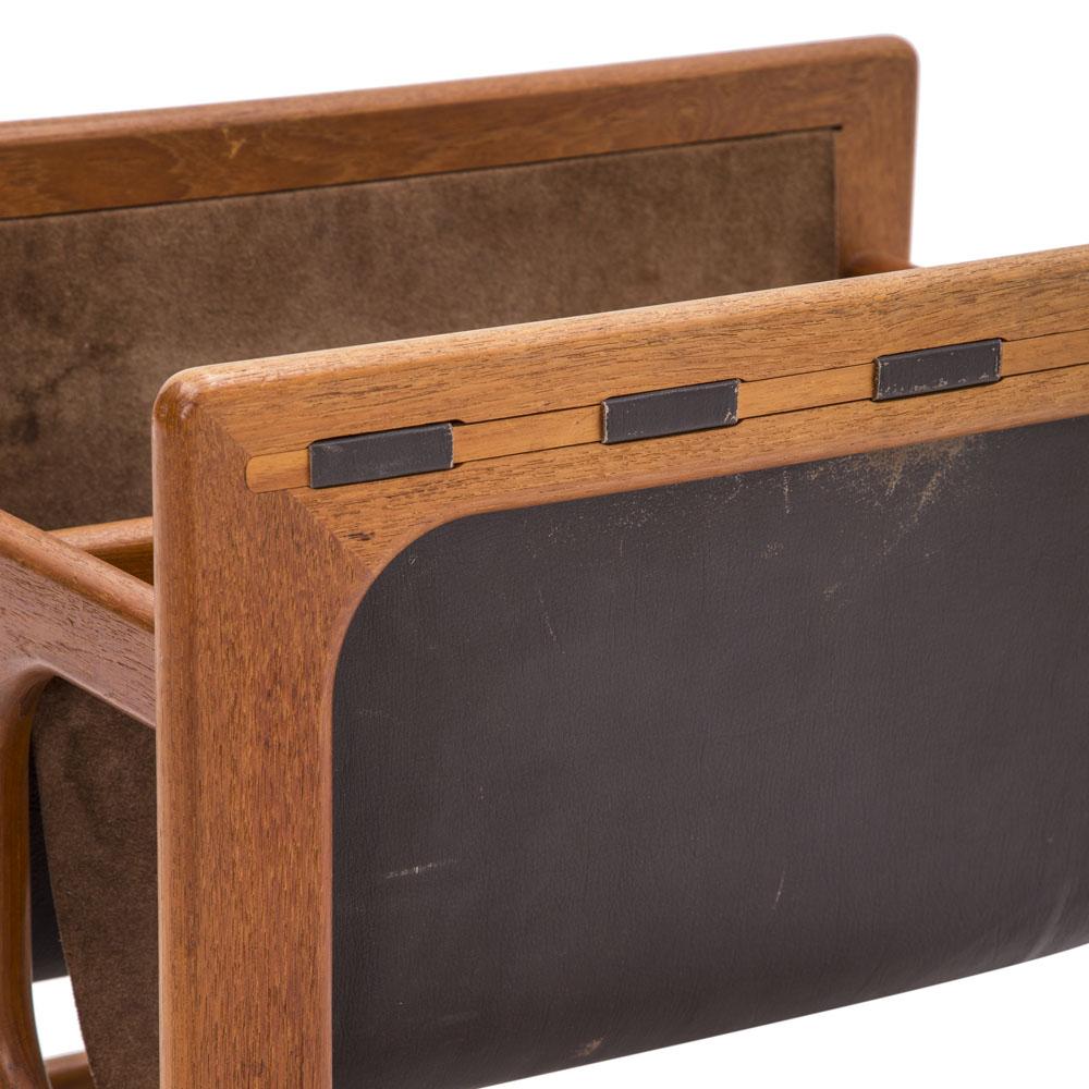 Wood & Leather Double Sling Magazine Rack