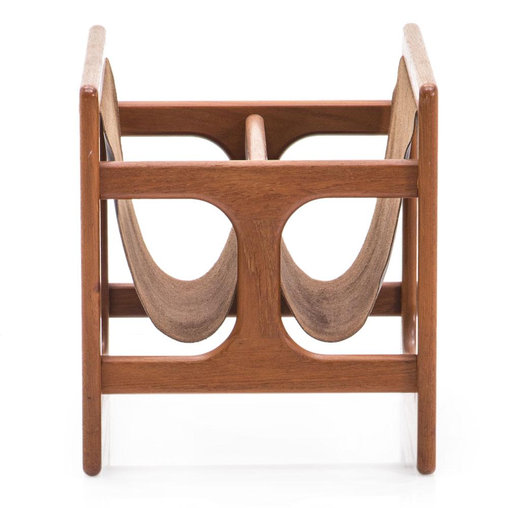 Wood & Leather Double Sling Magazine Rack