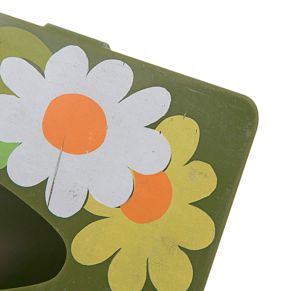 Green Floral Tissue Holder