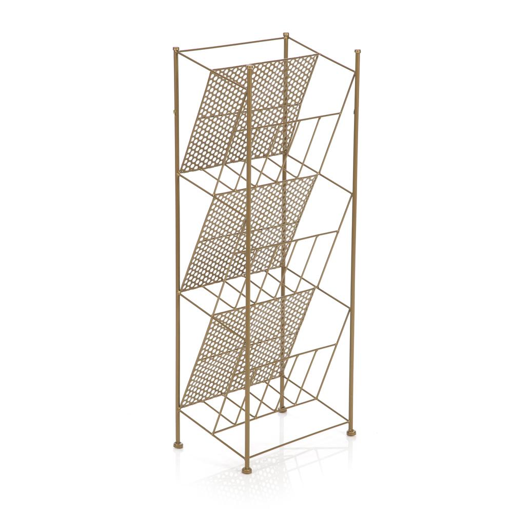 Gold Wire 3 Tier Record Rack