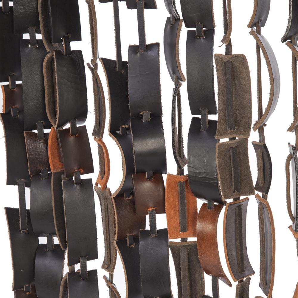 Brown Leather Large Beaded Curtain