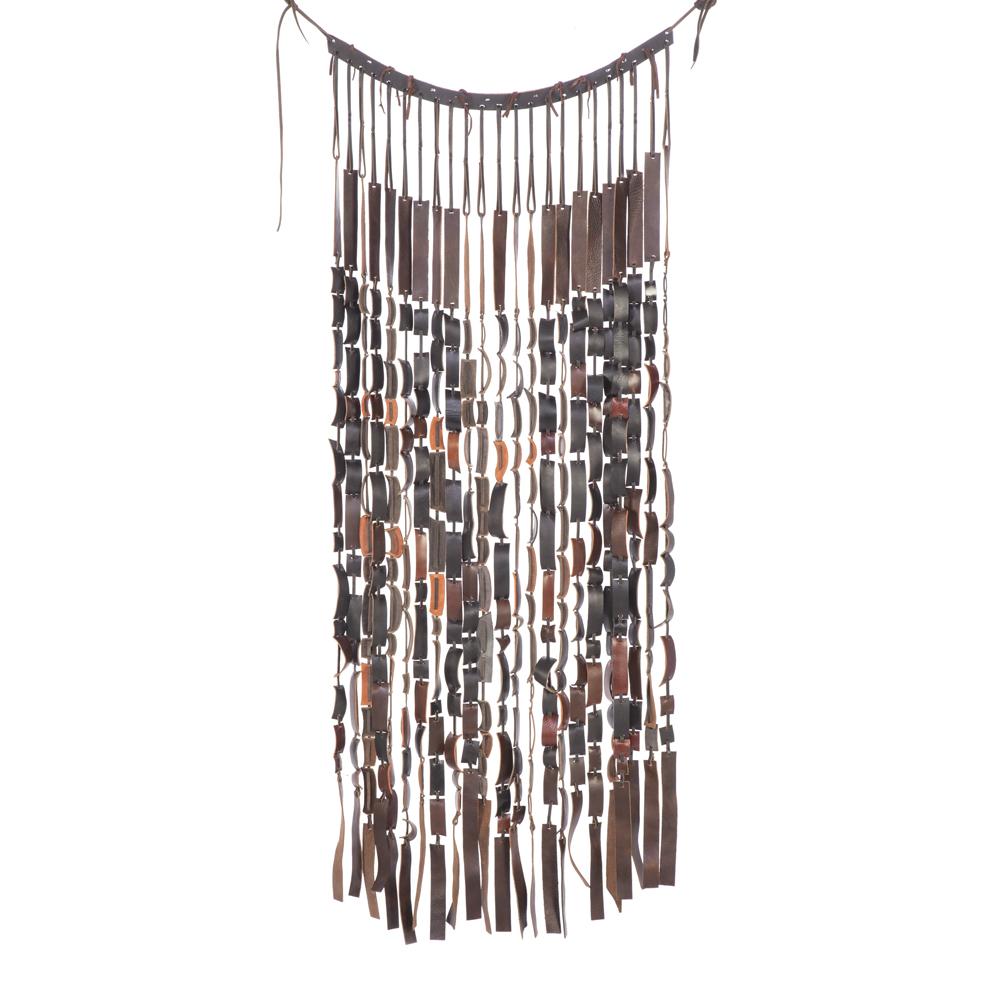 Brown Leather Large Beaded Curtain