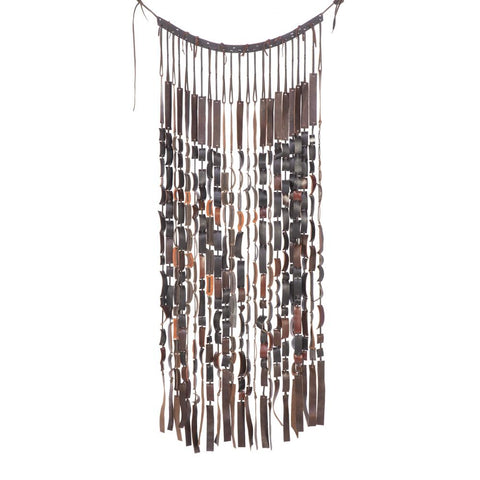 Brown Leather Large Beaded Curtain