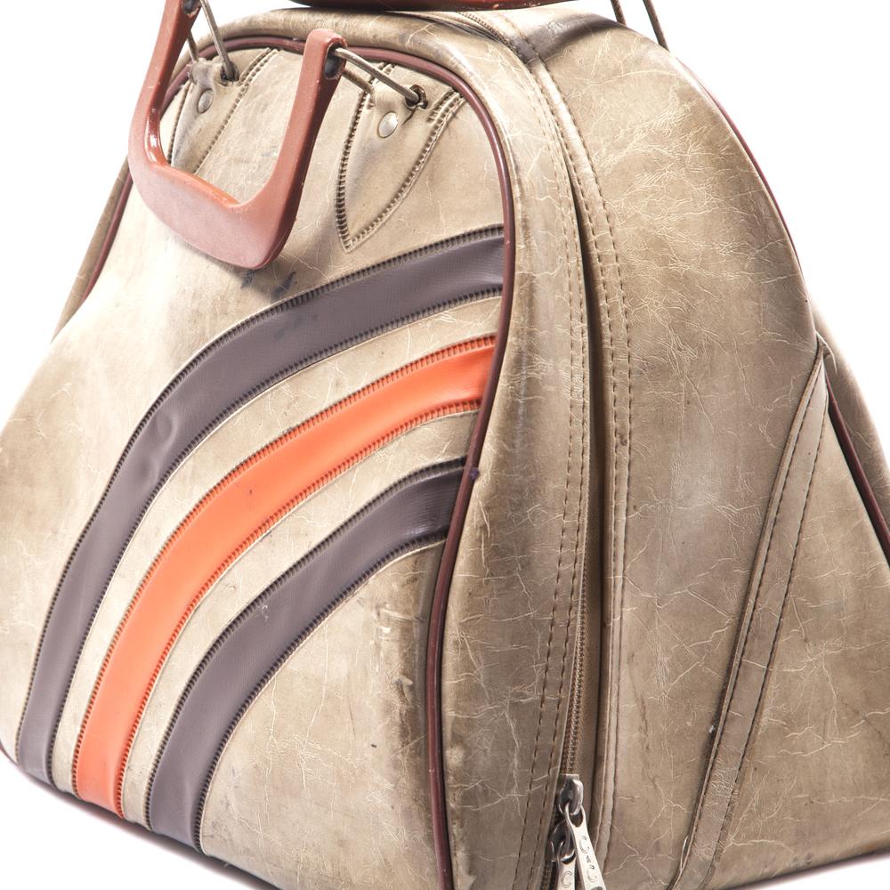 Tan Bowling Bag with Black Ball