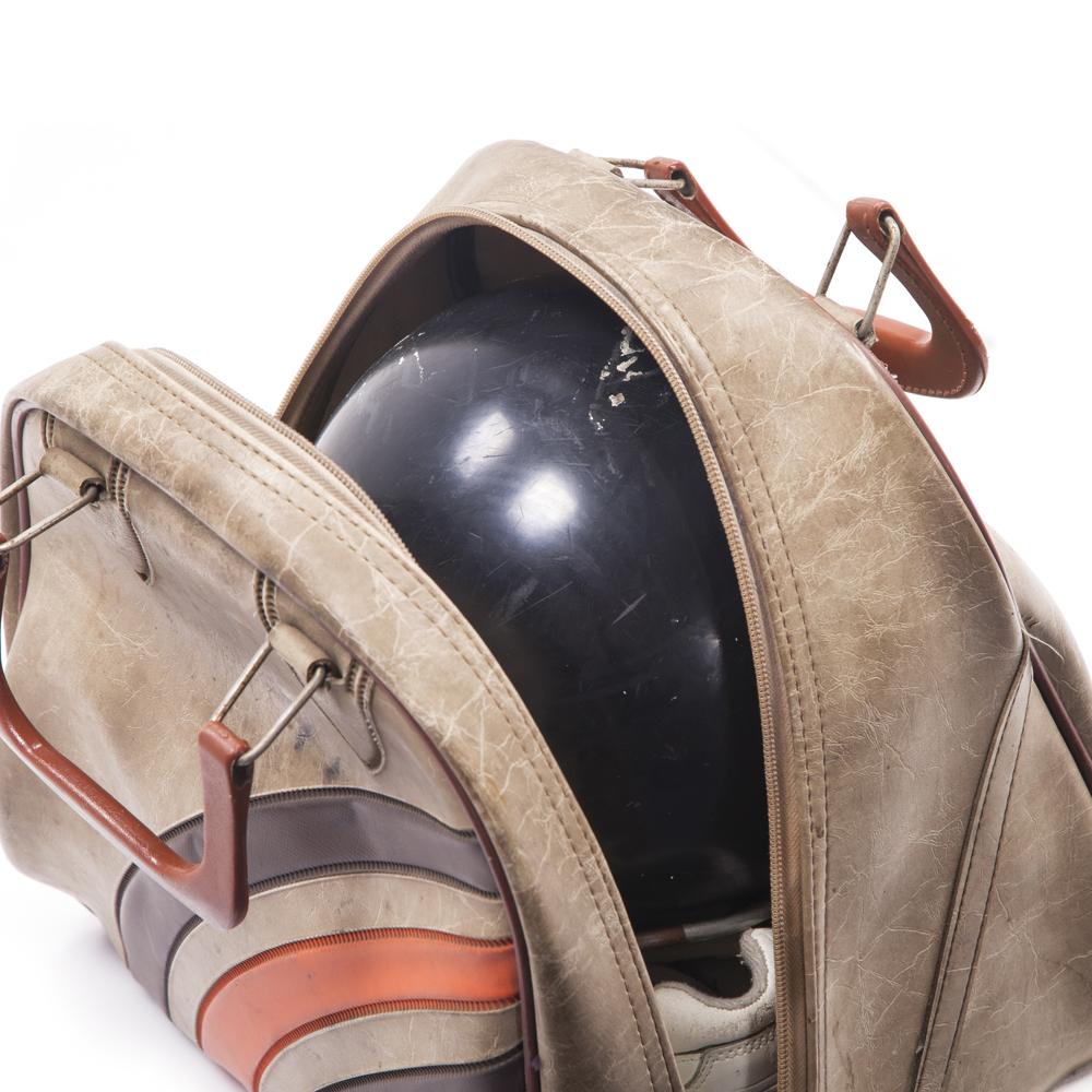 Tan Bowling Bag with Black Ball