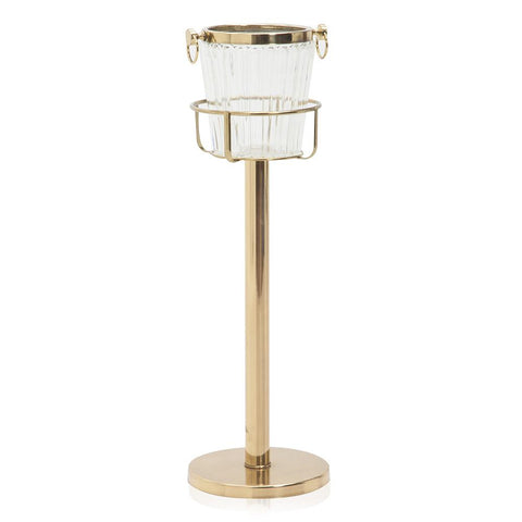 Crystal Ice Bucket w Gold Stand