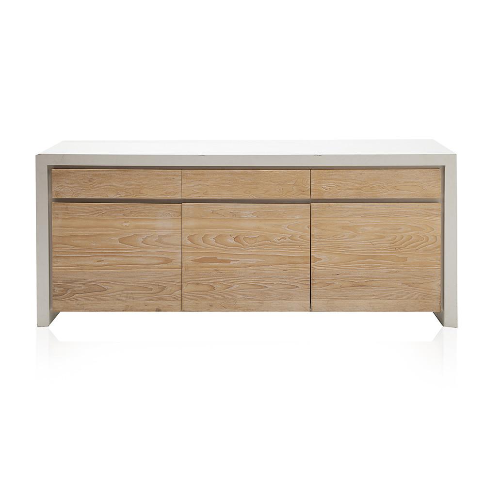 Modern White + Wood Front Credenza