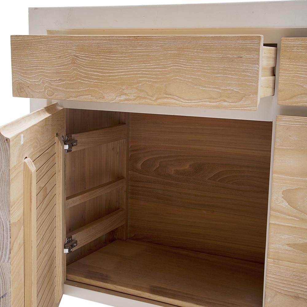 Modern White + Wood Front Credenza
