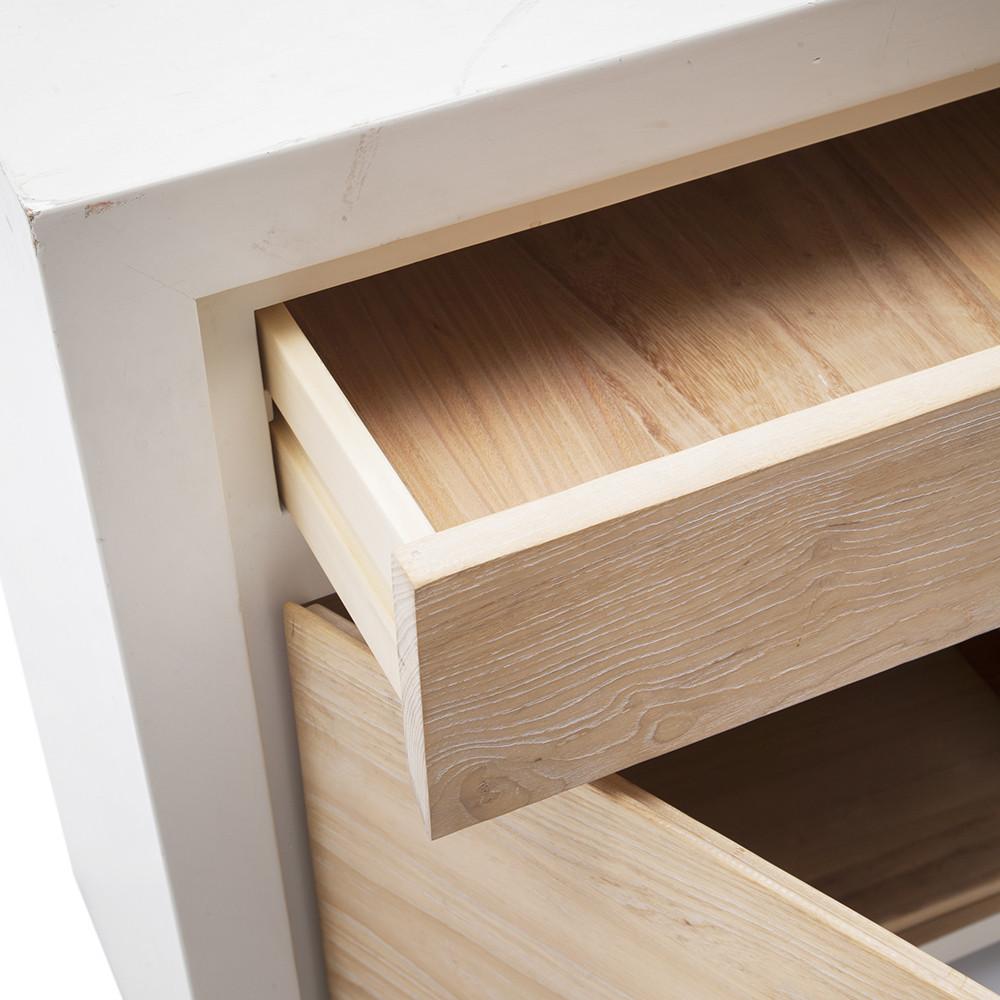 Modern White + Wood Front Credenza