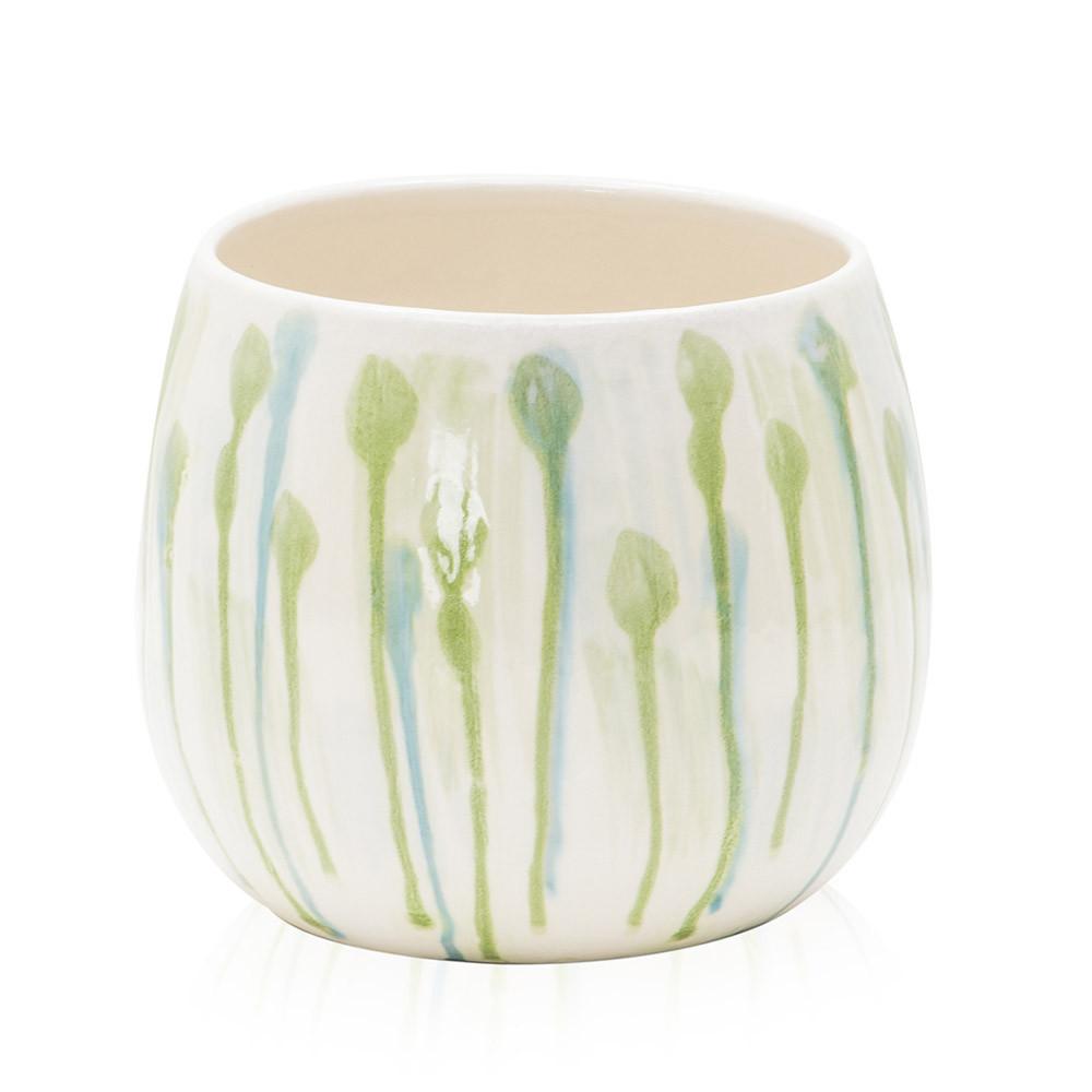 White Ceramic Drip Glazed Pot (A+D)