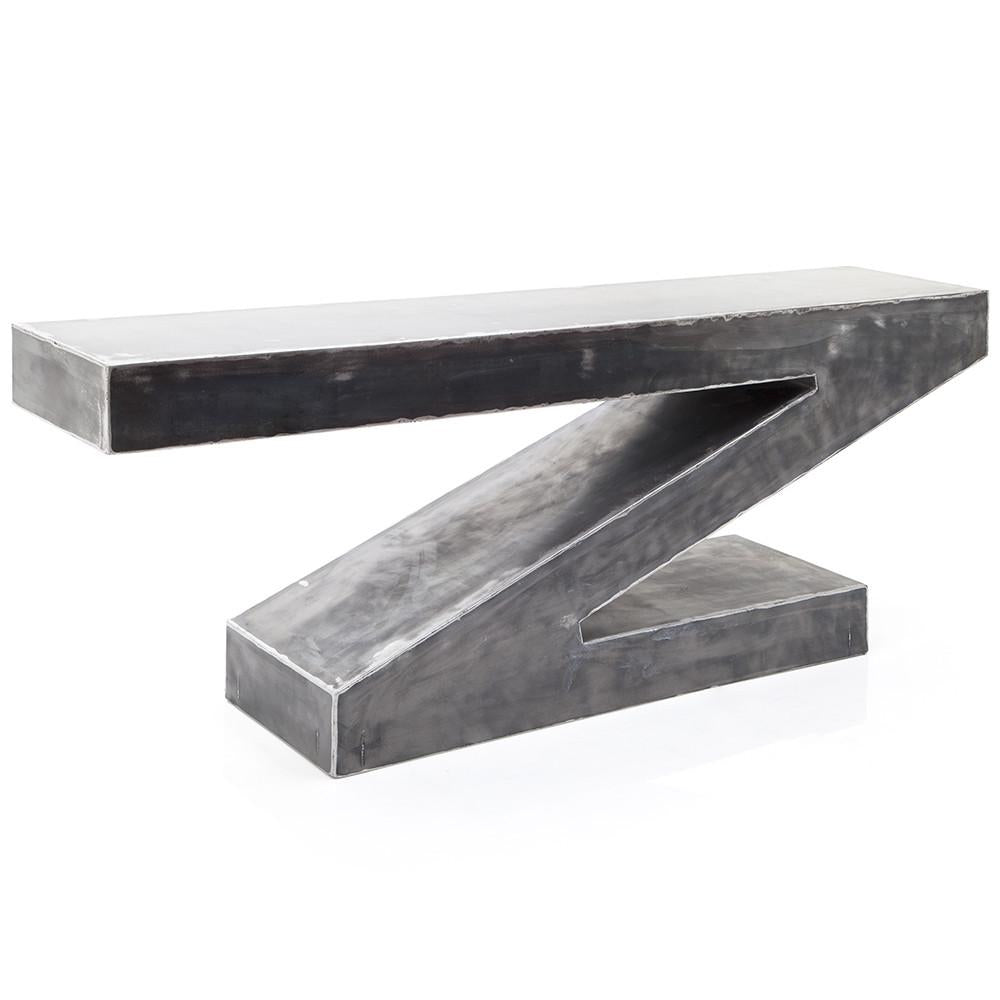 Grey Steel Z Console Table