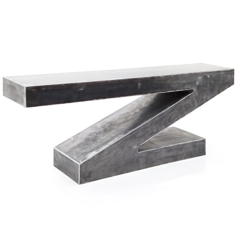 Grey Steel Z Console Table